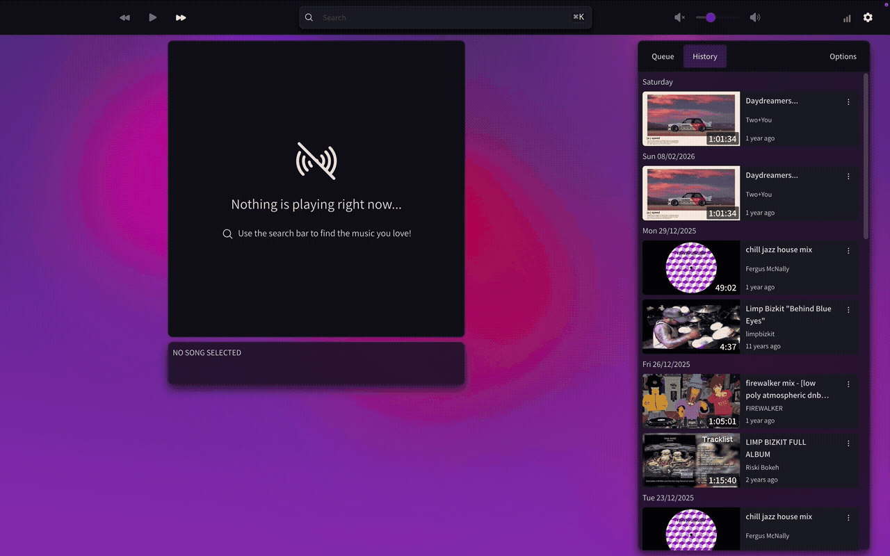 Animated background showing morphing gradient blobs in purple and violet