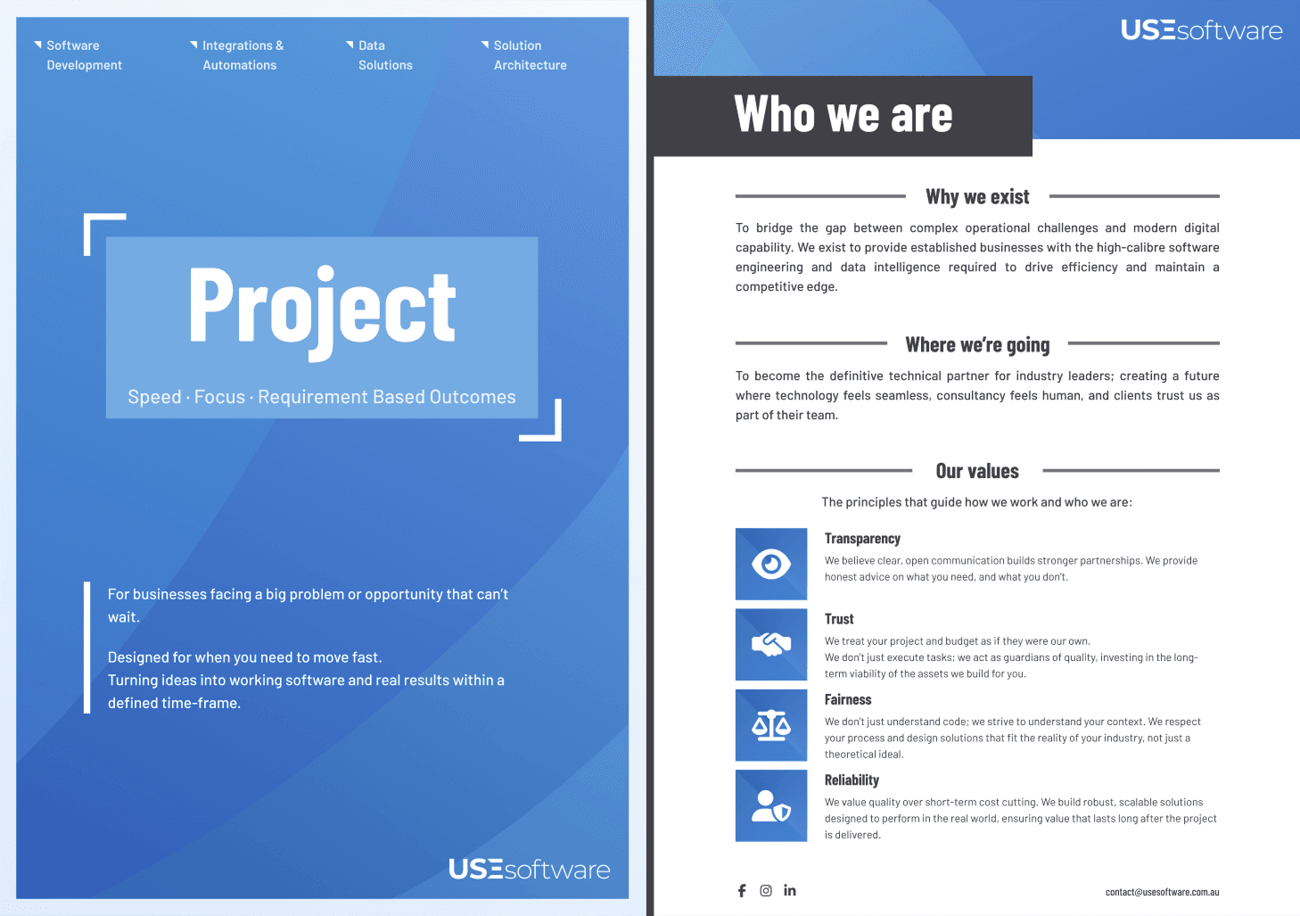 Mockup of Project and Provider brochures laid out side by side showing visual consistency
