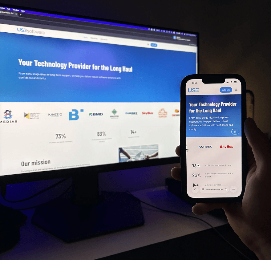 Side-by-side desktop and mobile view of the final website showing responsive design
